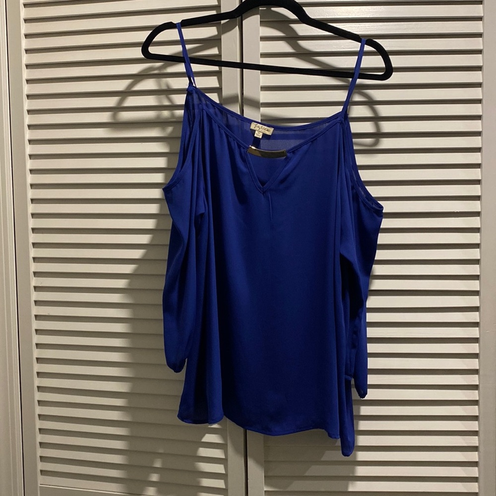 Lily White Bright Blue Strap with Sleeves Shirt